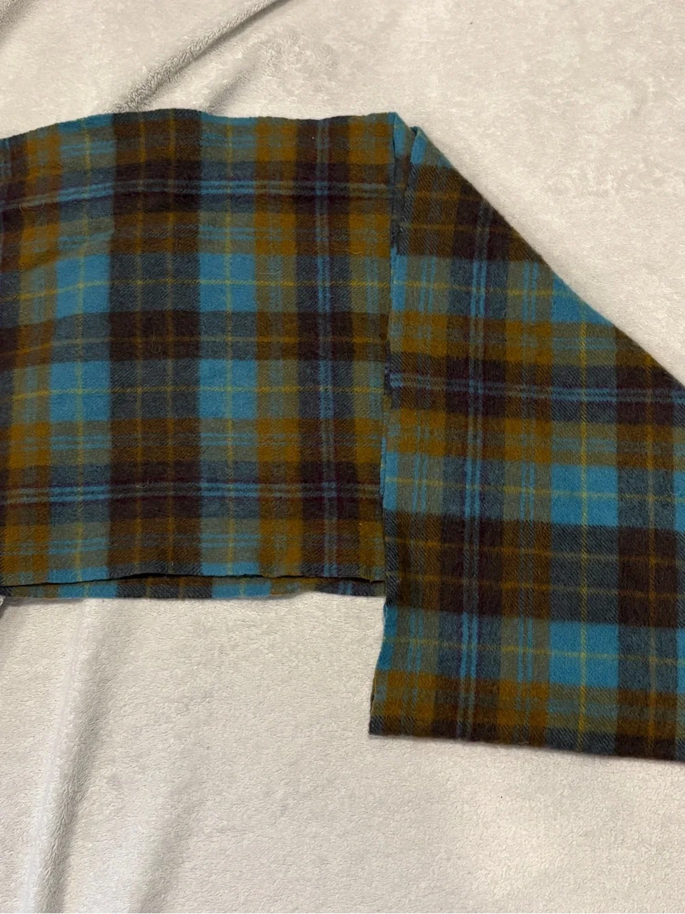Nordstrom Plaid Cashmere Scarf in Teal and Mustard 60x 12